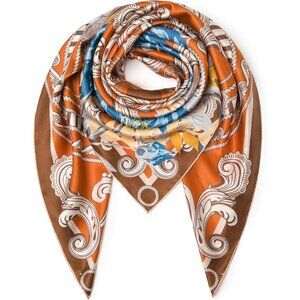 Mulberry Silk Orange 8 Scarf 43 Inch L Square Shawl Womens Oversized Headband
